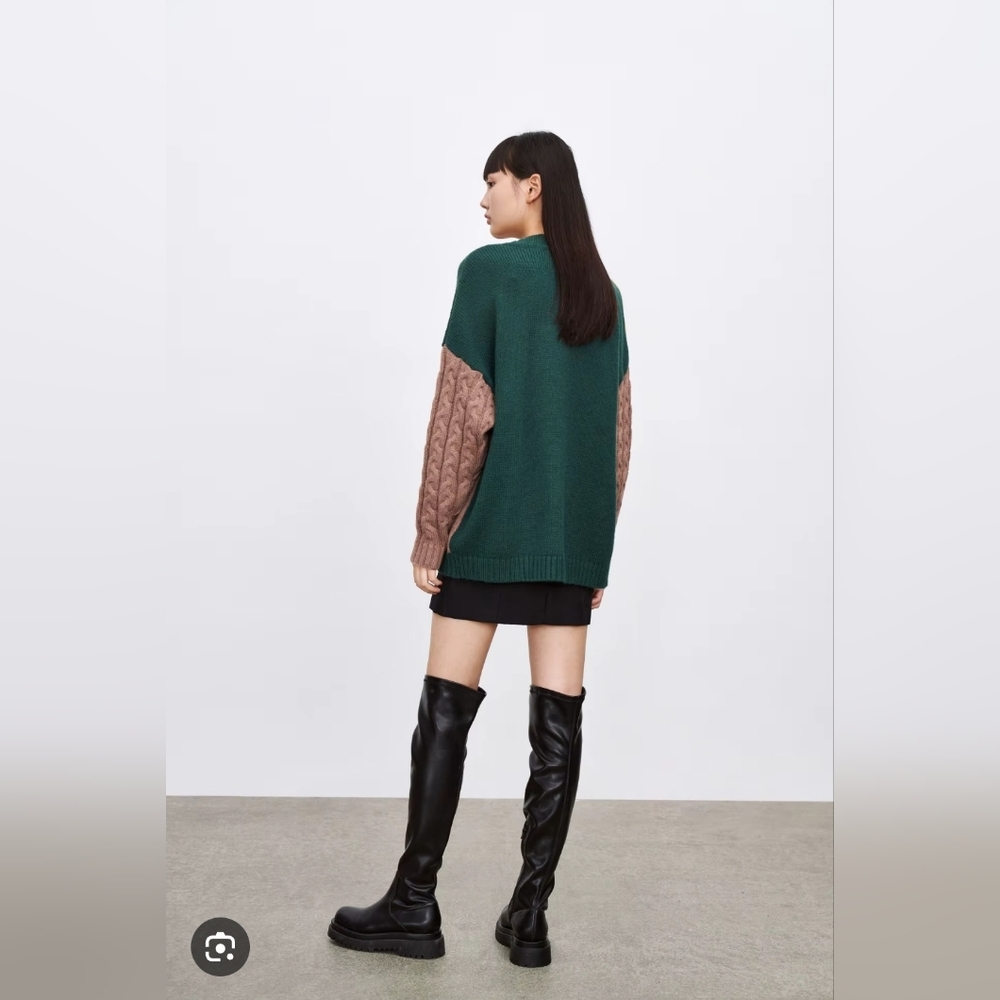 NWT Urban Revivo Colorblock Cable Knit Button Down Oversized Cardigan - Picture 3 of 11